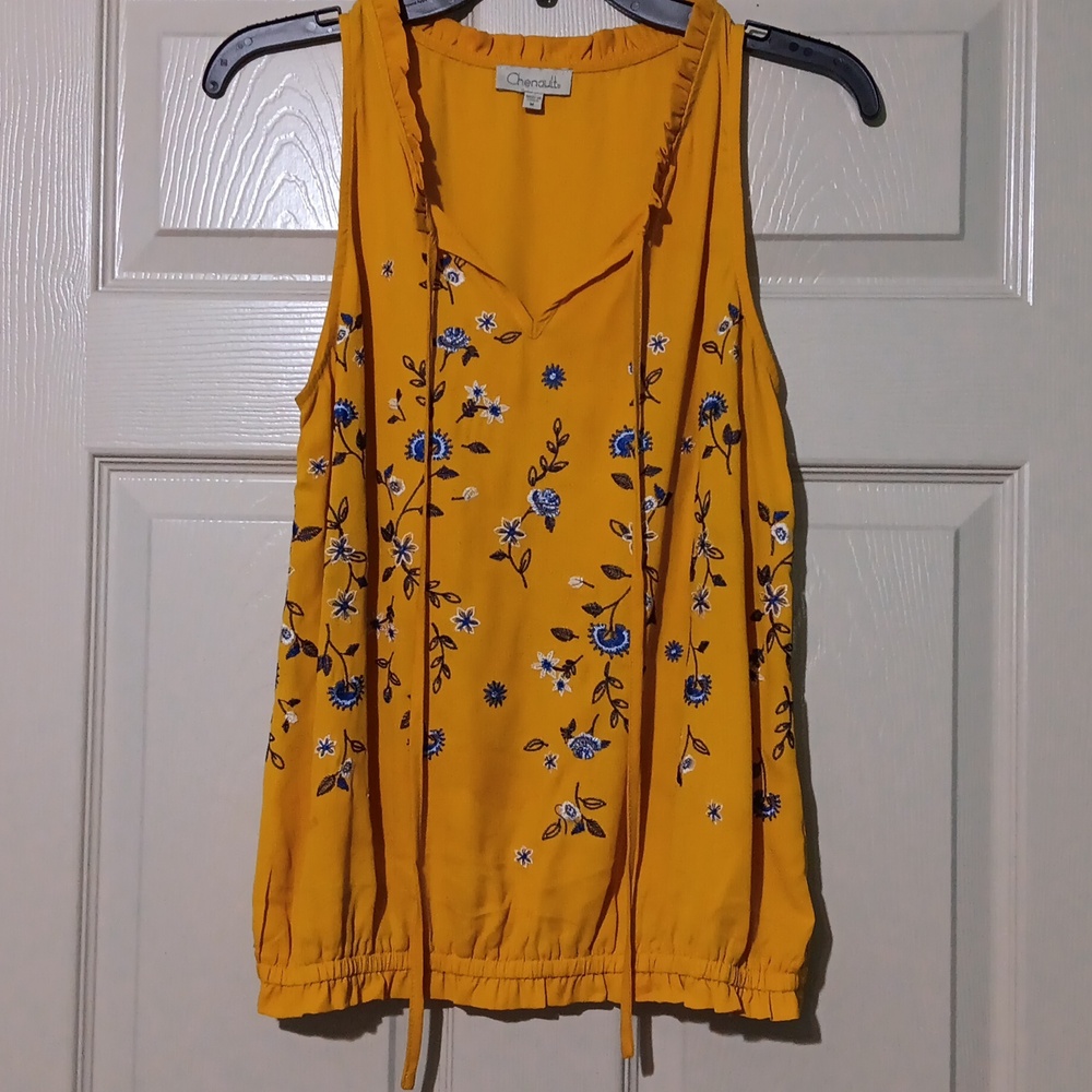 Floral Embroidered Yellow Top